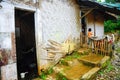 Typical White wooden Indonesian house backyard of a typical Indonesian mountain village with wooden house. Mount Salak