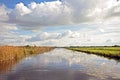 Typical wide dutch landscape in the Netherlands Royalty Free Stock Photo