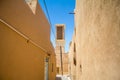 Typical Windtower made of clay taken in the streets of Yazd, iran. These towers, aimed at cooling down buildings in the desert