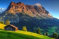 Typical wooden alpine chalets,Eiger North face,Grindelwald,Switzerland,Europe Royalty Free Stock Photo