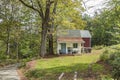 Typical wooden building with trees and street in Newfane, Vermont, New England Royalty Free Stock Photo