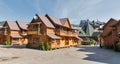 Cottages and hotels of famous winter resort Bukovel, Ukraine.