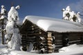 Finnish house at a sunny winter day Royalty Free Stock Photo