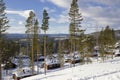 Typical wooden houses in Sweden during winter Royalty Free Stock Photo