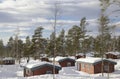 Typical wooden houses in Sweden during winter Royalty Free Stock Photo