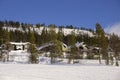 Typical wooden houses in Sweden during winter Royalty Free Stock Photo