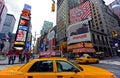 Typical yellow cab in Times Square in New York, USA