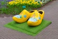 Yellow dutch wooden shoes clogs or klompen Royalty Free Stock Photo