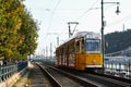 Typical yellow tram on Budapest Royalty Free Stock Photo