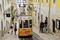 Typical yellow tram , Lisbon, Portugal. Royalty Free Stock Photo