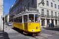 Typical yellow tram on the street of Lisbon, Portugal Royalty Free Stock Photo