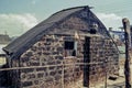 Typically Built Old Stone House, in Poor Condition, Metal Roof. Shillong