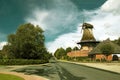 Typically East Frisian windmill in Upgant-Schott Royalty Free Stock Photo