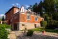 Typified red brick family Bata houses in Zlin, Moravia, Czech Republic, sunny summer day