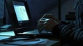 Typing code on laptop in the dark room at Night time, Focused mindset Concept Royalty Free Stock Photo