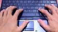 typing the keyboard, pressing the keyboard, hands on the keyboard, working using a computer Royalty Free Stock Photo