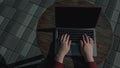 Typing on laptop with blank screen closeup concept image Royalty Free Stock Photo