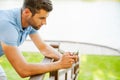 Typing message to friend. Royalty Free Stock Photo