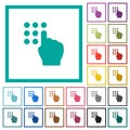 Typing security code flat color icons with quadrant frames