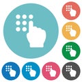 Typing security code flat round icons