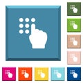 Typing security code white icons on edged square buttons