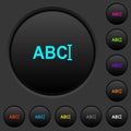 Typing text with cursor dark push buttons with color icons Royalty Free Stock Photo