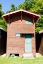 Typique colored wooden houses in biganos port Royalty Free Stock Photo