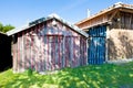 Typique colored wooden houses in biganos port Royalty Free Stock Photo