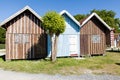 Typique colored wooden houses in biganos port