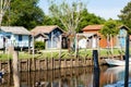 Typique colored wooden houses in biganos port Royalty Free Stock Photo