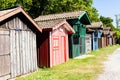 Typique colored wooden houses in biganos port