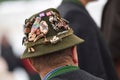 Typical alpine hat in the Salzkammergut with many badges