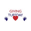 giving tuesday typography graphic design, with love and hands icon Royalty Free Stock Photo