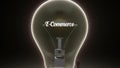 Typo 'E commerce' in light bulb and surrounded businessmen, engineers, idea concept version (included alpha)