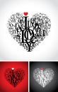 Typographic composition in a heart shape