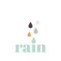 Typographic composition with the word rain. Vector illustration, flat design Royalty Free Stock Photo