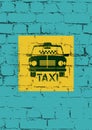 Typographic graffiti retro grunge taxi cab poster. Vector illustration. Royalty Free Stock Photo