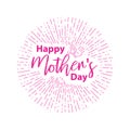 Typographic illustration of Happy Mothers Day retro label with light rays. lettering composition Royalty Free Stock Photo