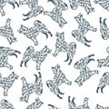 Typographic seamless pattern with dog silhouette