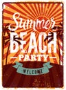 Typographic Summer Beach Party grunge retro poster design. Vector illustration. Eps 10. Royalty Free Stock Photo