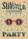 Typographic Summer Party grunge retro poster design. Vector illustration.