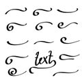 Typographic swash and swooshes tails handdrawn doodle style for athletic typography, logos, baseball font Underlined text tails