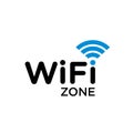 Typographic symbol of WiFi internet area with wave signal