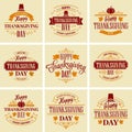Typographic Thanksgiving Design Set. Vector Royalty Free Stock Photo