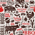 Typographic vector barbecue seamless pattern or background Royalty Free Stock Photo