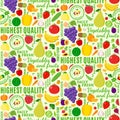 Typographic vector fruits and vegetables seamless pattern