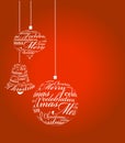 Typographic Xmas balls on the red background