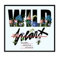 Typographical print for t-shirt with wild flowers and slogan. Vector illustration.