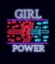 Typographical slogan with a vector for printing on a T-shirt. Neon sign Symbol, illustration on the theme of feminism