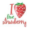 Typography banner with hand drawn berry. Berry background.